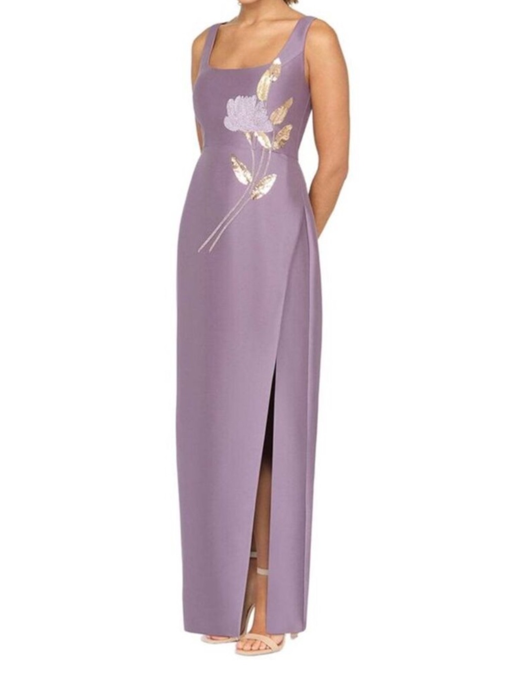 Kay Unger Paloma Floral Column Gown Purple